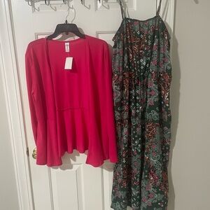 Cardigan 1x and Floral xl jumpsuit